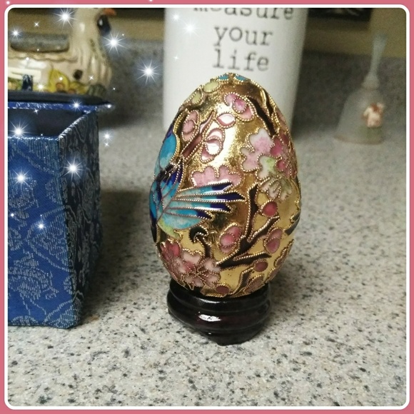 Accents Beautiful Golden Egg Detailed With Blue Jays Poshmark
